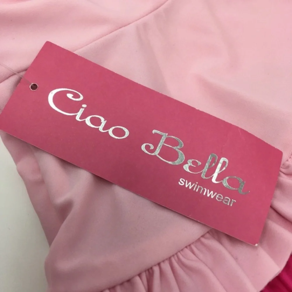 Isobella & Chloe Girls Pink Ruffle 2 Piece Tankini